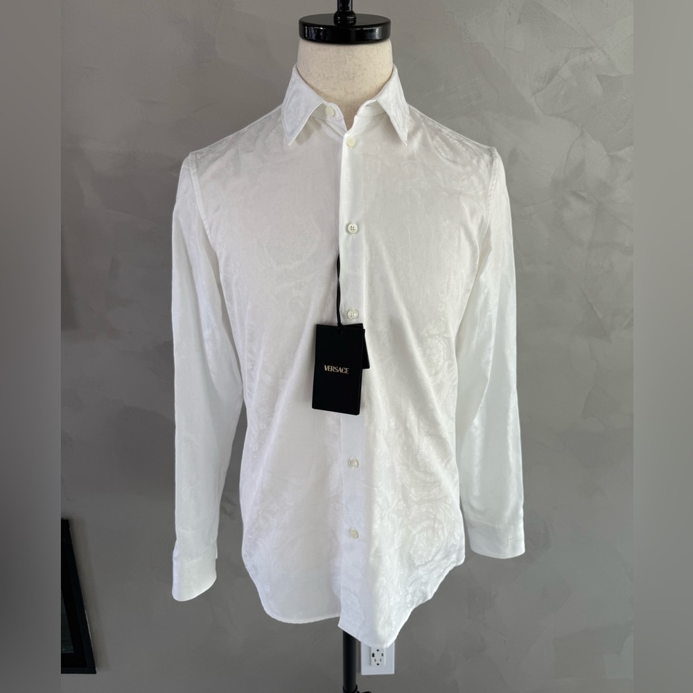 Versace Barocco Jacquard Long Sleeve Shirt Size 37 IT. PRISTINE CONDITION - Picture 11 of 16